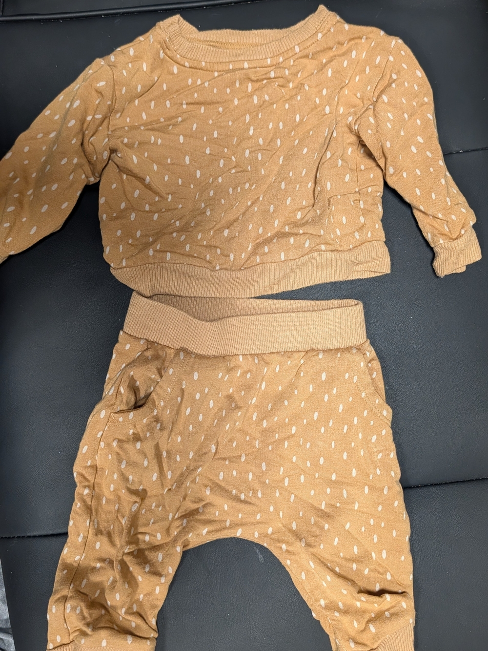 cloud island tan Polka dot print kids matching set